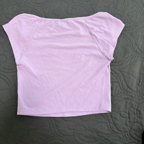 Lilac Ribbed Women's Crop Top - Picture 2 of 2
